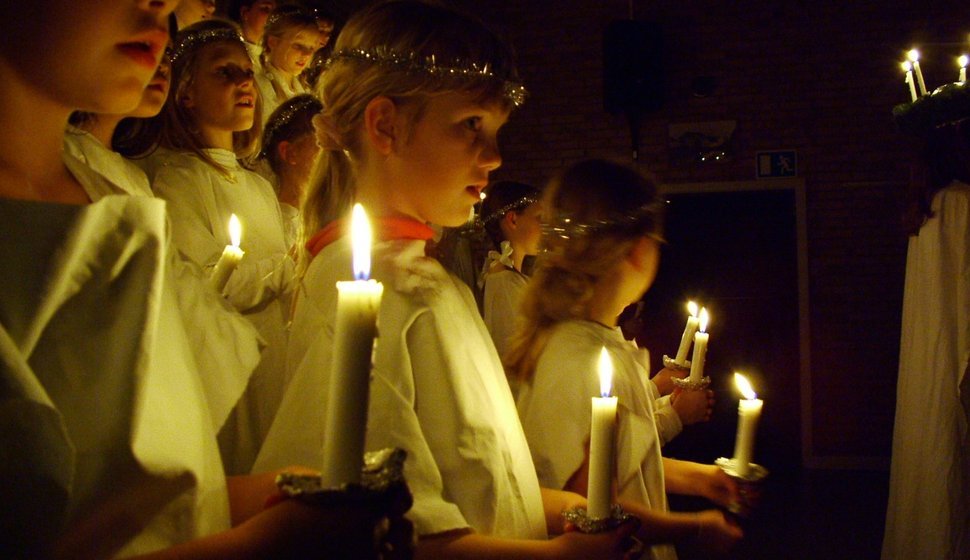 Luciaoptog på en dansk folkeskole