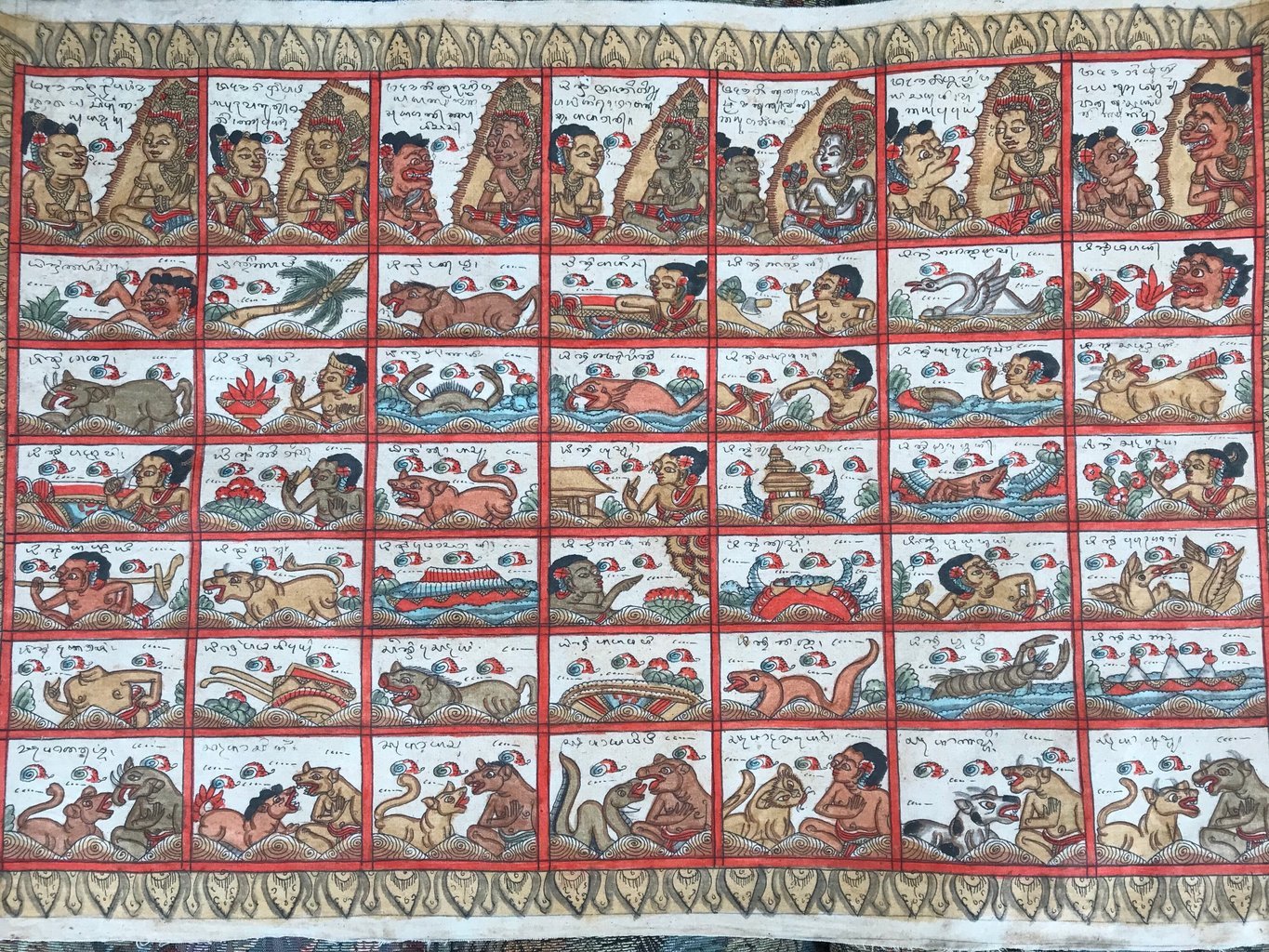 Palelintangan, un calendrier astrologique né du croisement entre les jours de semaine de 5 jours et les jours de semaine de 7 jours. À l'intersection du jour de naissance d'un enfant dans ces deux calendriers, on obtient des indications sur le caractère du nouveau-né. Seules les 5 lignes du milieu représentent les jours de la semaine de 5 jours.