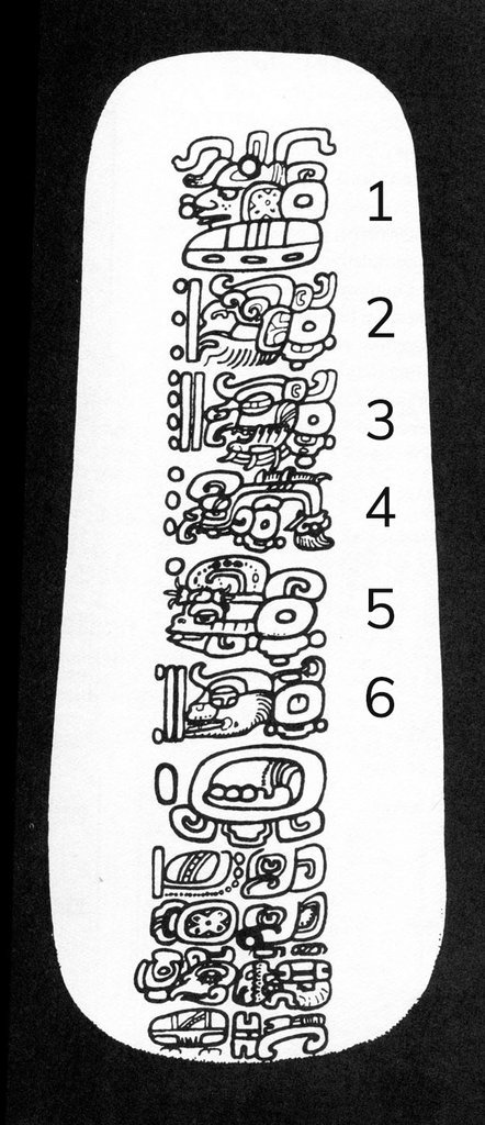 Dos de la plaque de Leyde, extrait de The Role of Solar Observations in Developing the Preclassic Maya Calendar