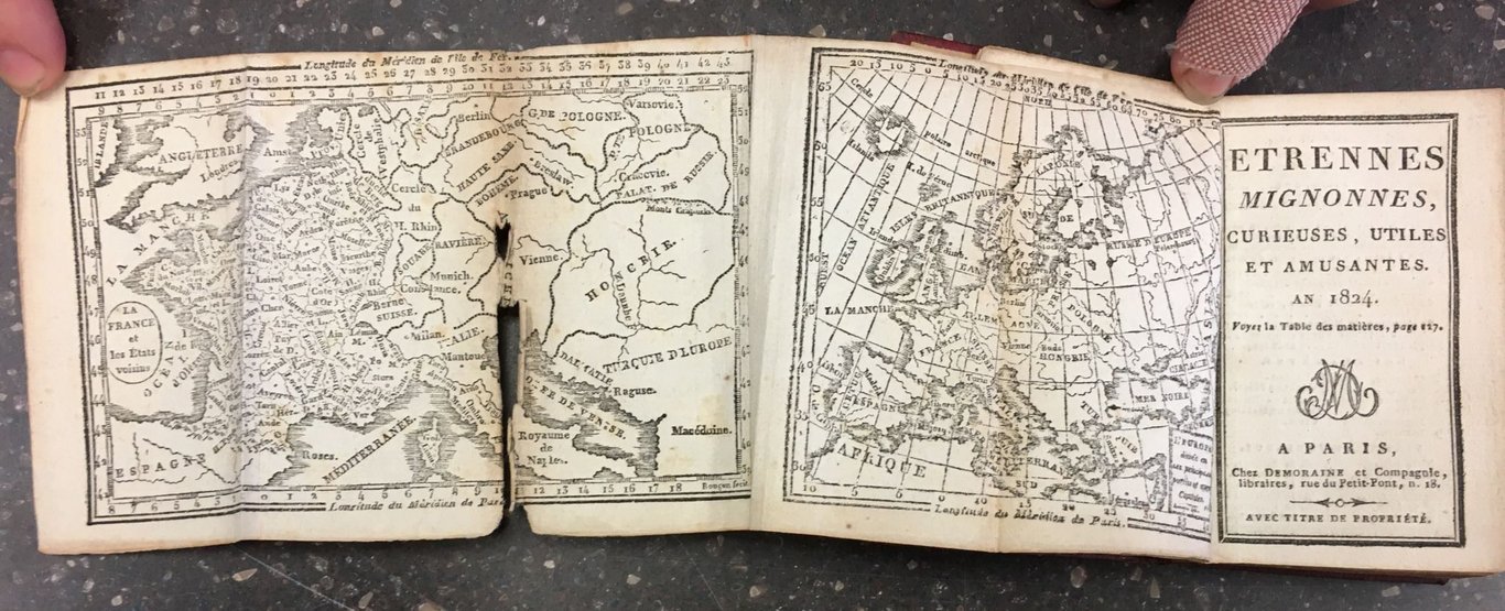Carte de France et d'Europe avec les étrennes mignonnes, curieuses, utiles et amusantes de 1824
