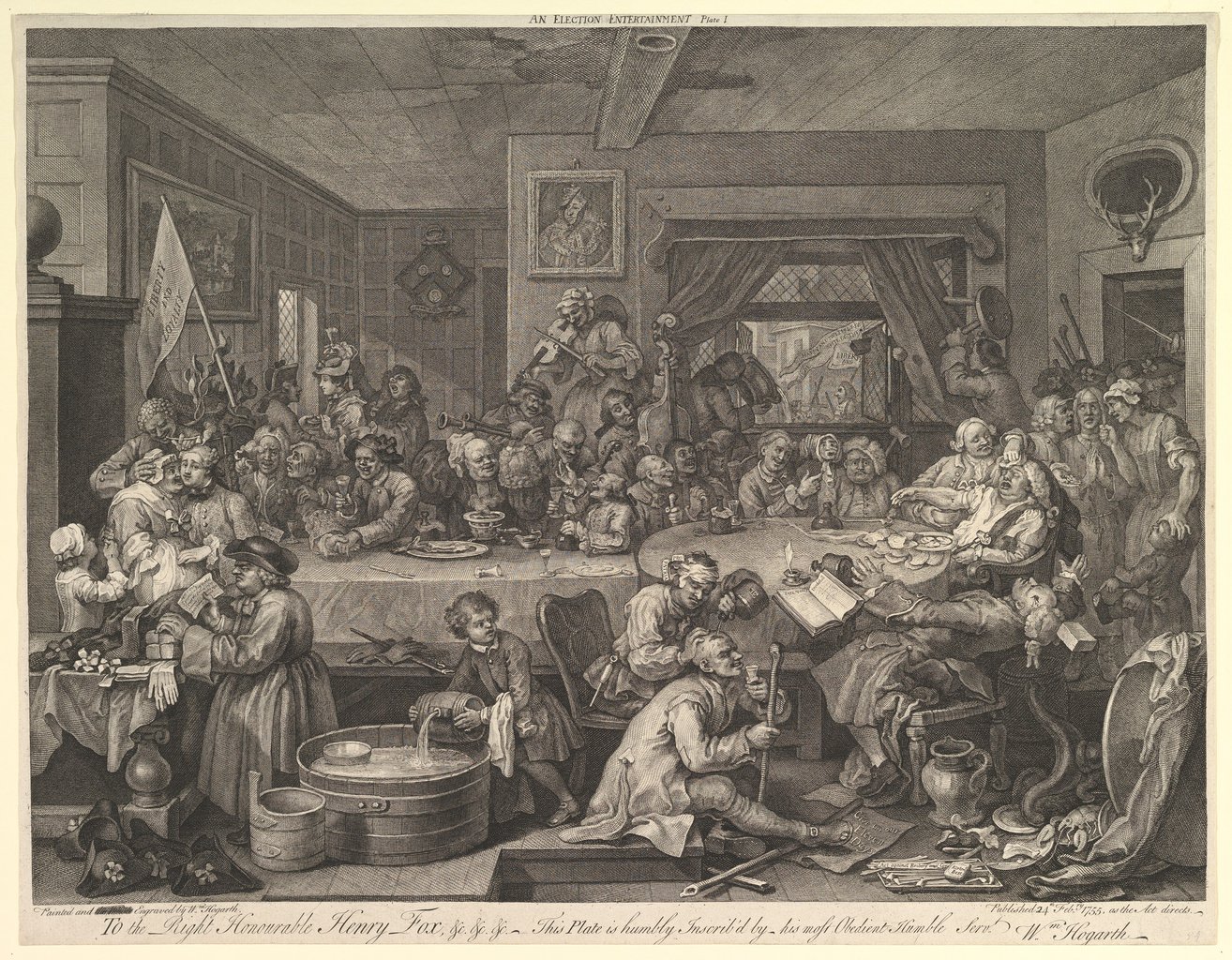 An Election Entertainment, Plate I: Four Prints of an Election, gravure en haute définition