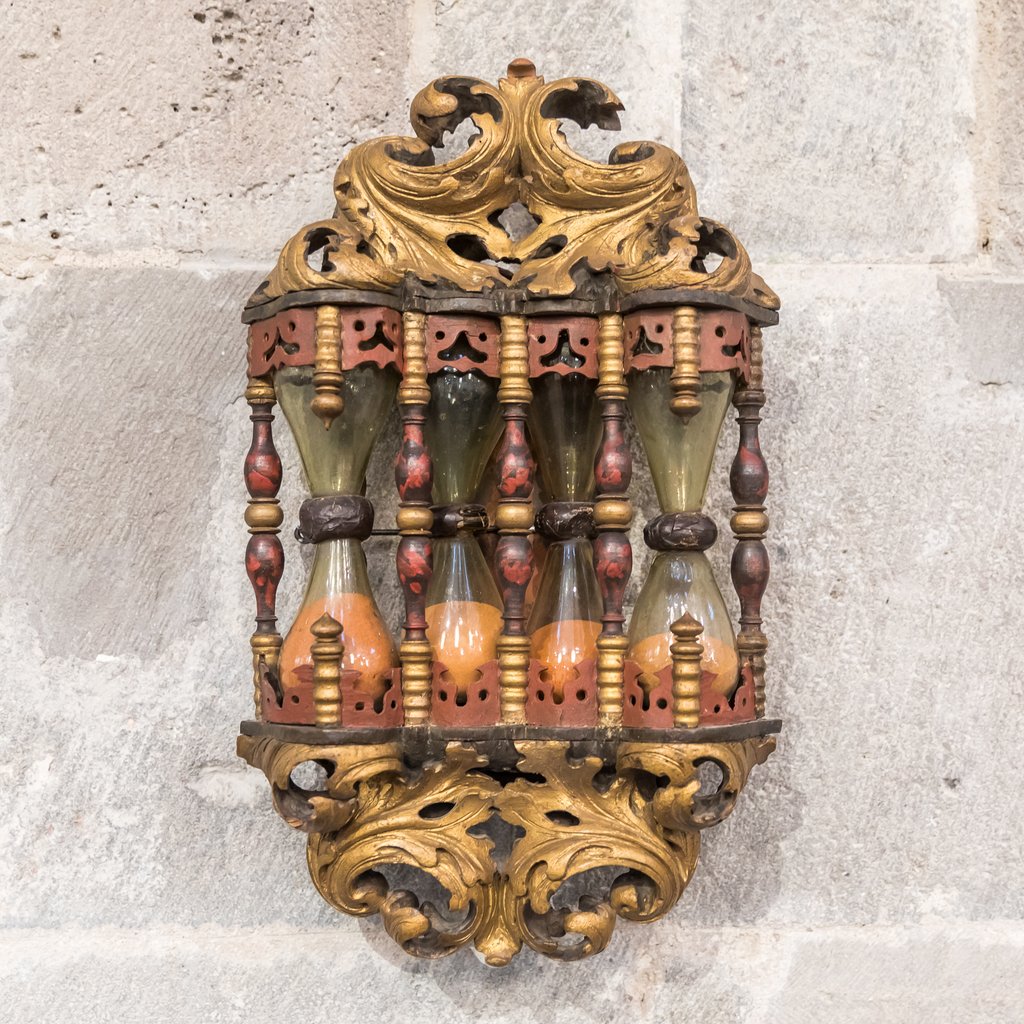 Sabliers pour les sermons de l'église paroissiale évangélique de Breinum près de Hildesheim, 1ère moitié du XVIIIe siècle. Musée Schnütgen à Cologne, Allemagne.