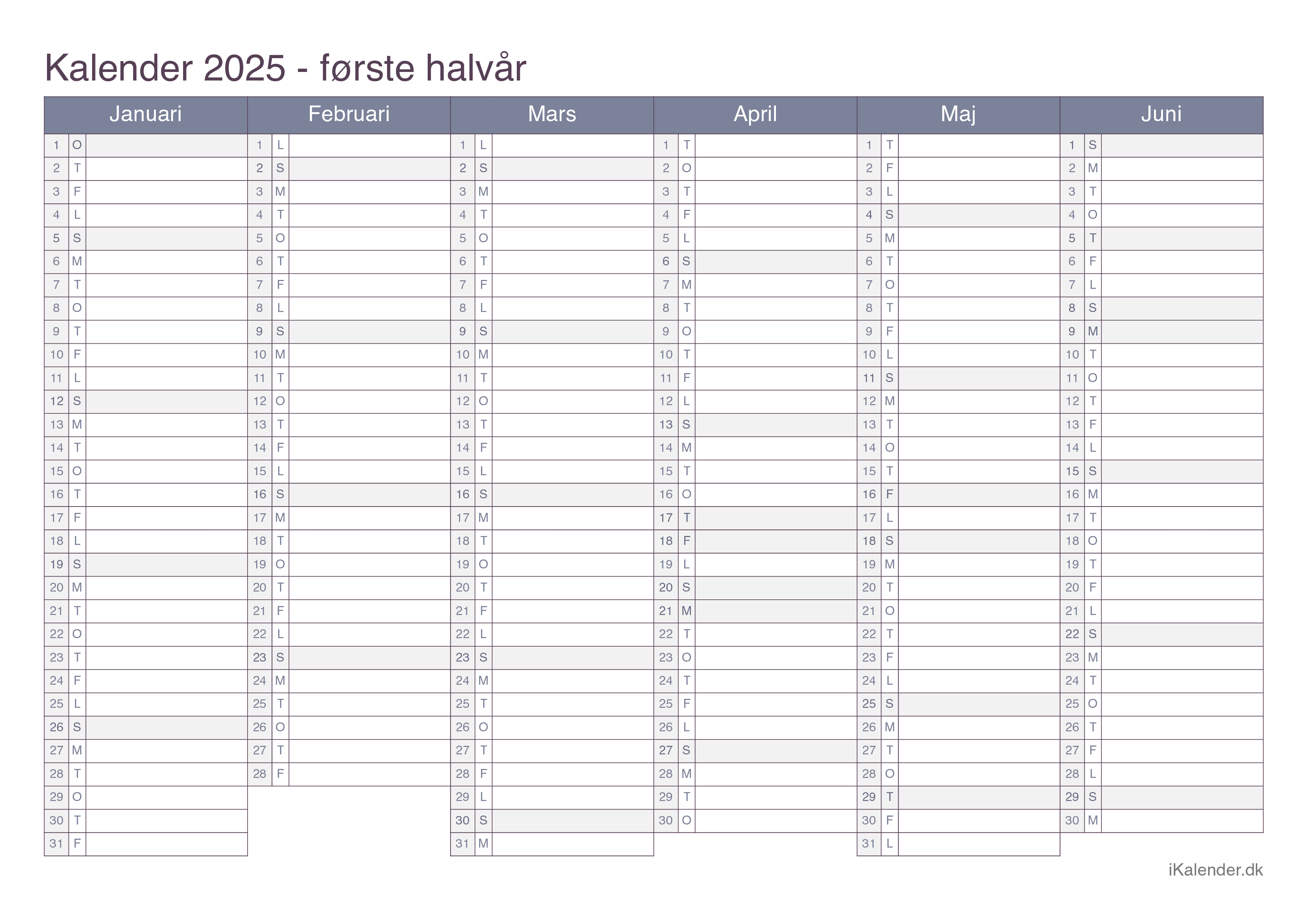Kalender 2025 Til Print PDF Eller Excel Kalender 2025 Til Print PDF Eller Excel