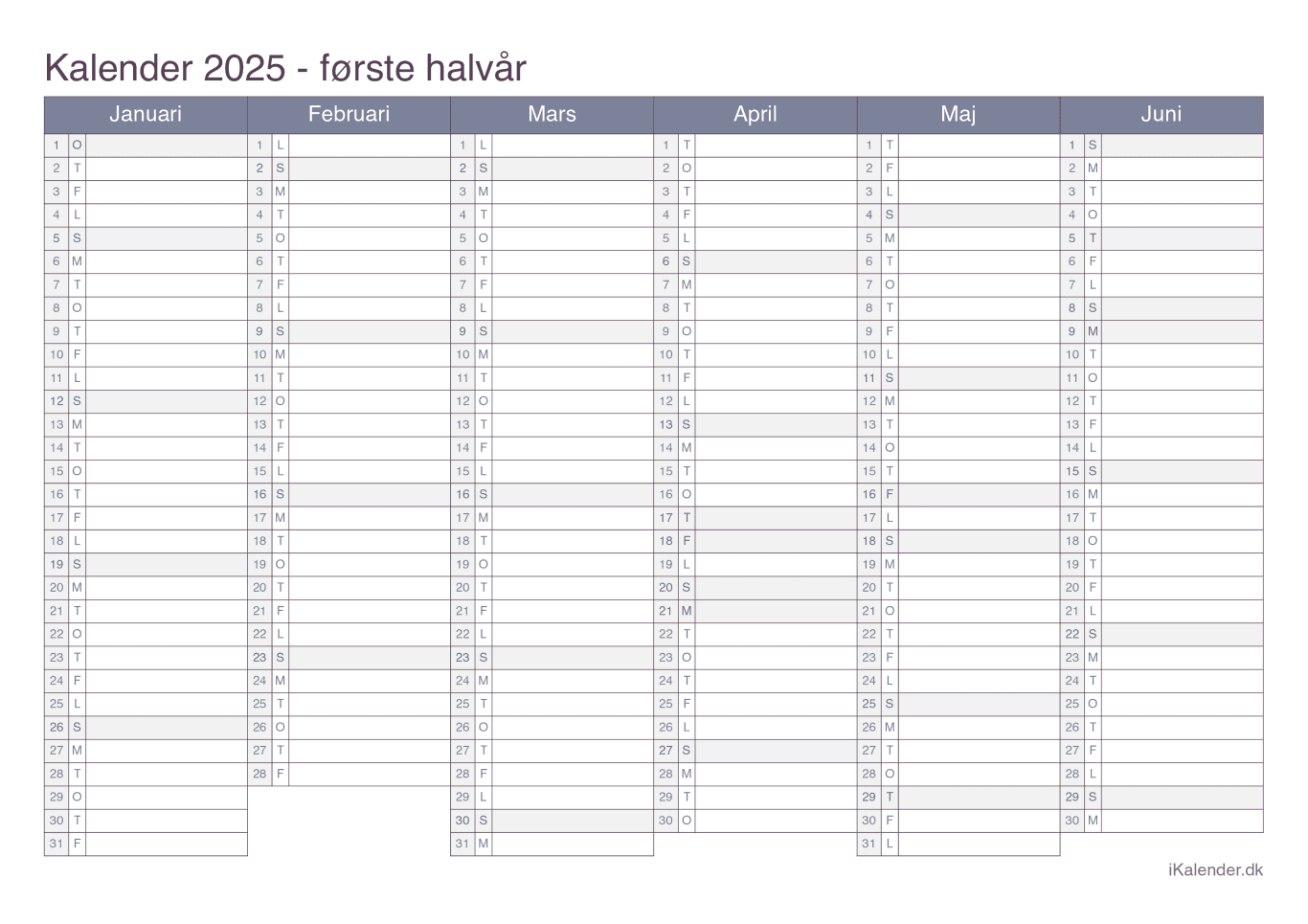 Halvårskalender 2025 - Office