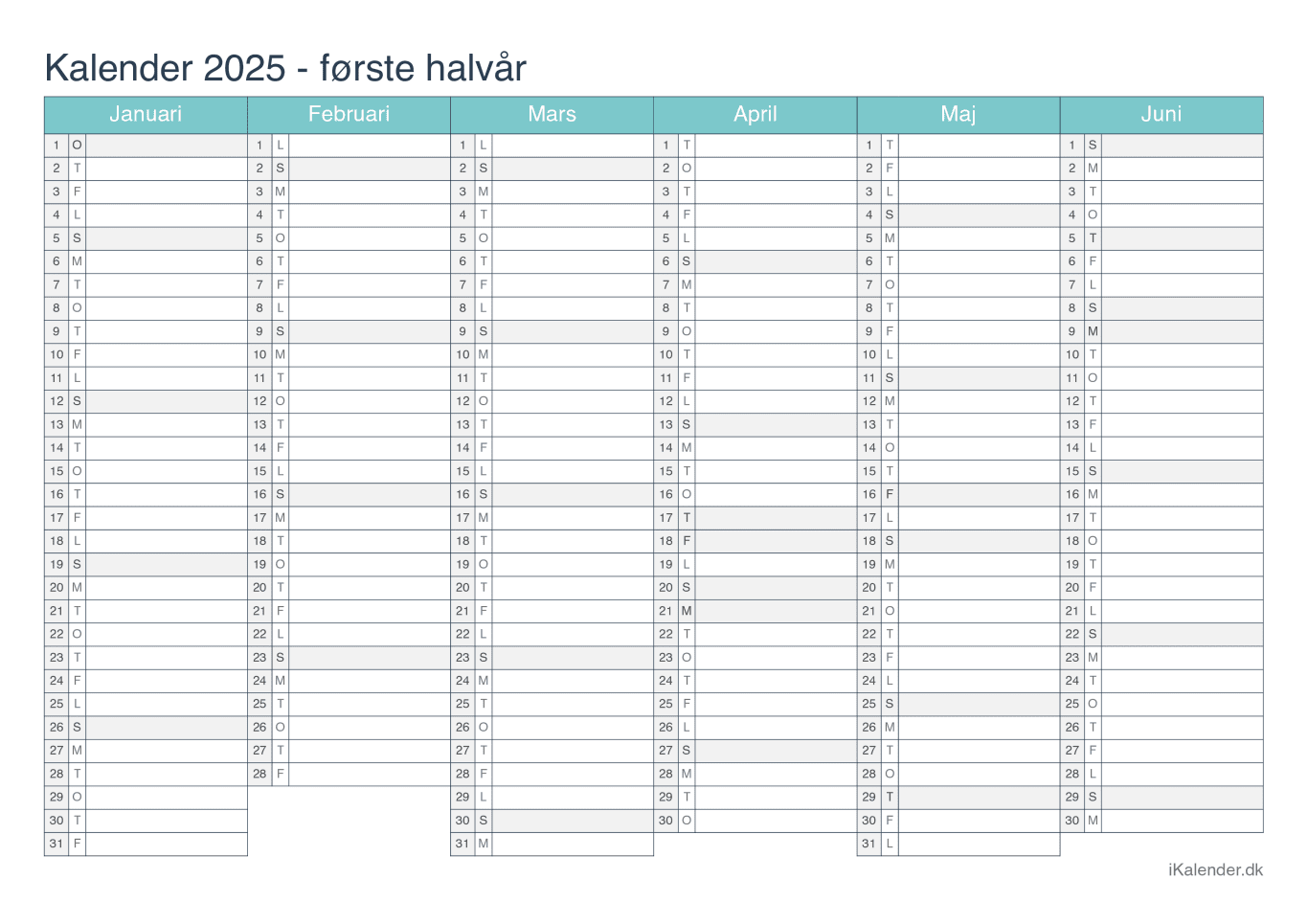 Halvårskalender 2025 - Turkis