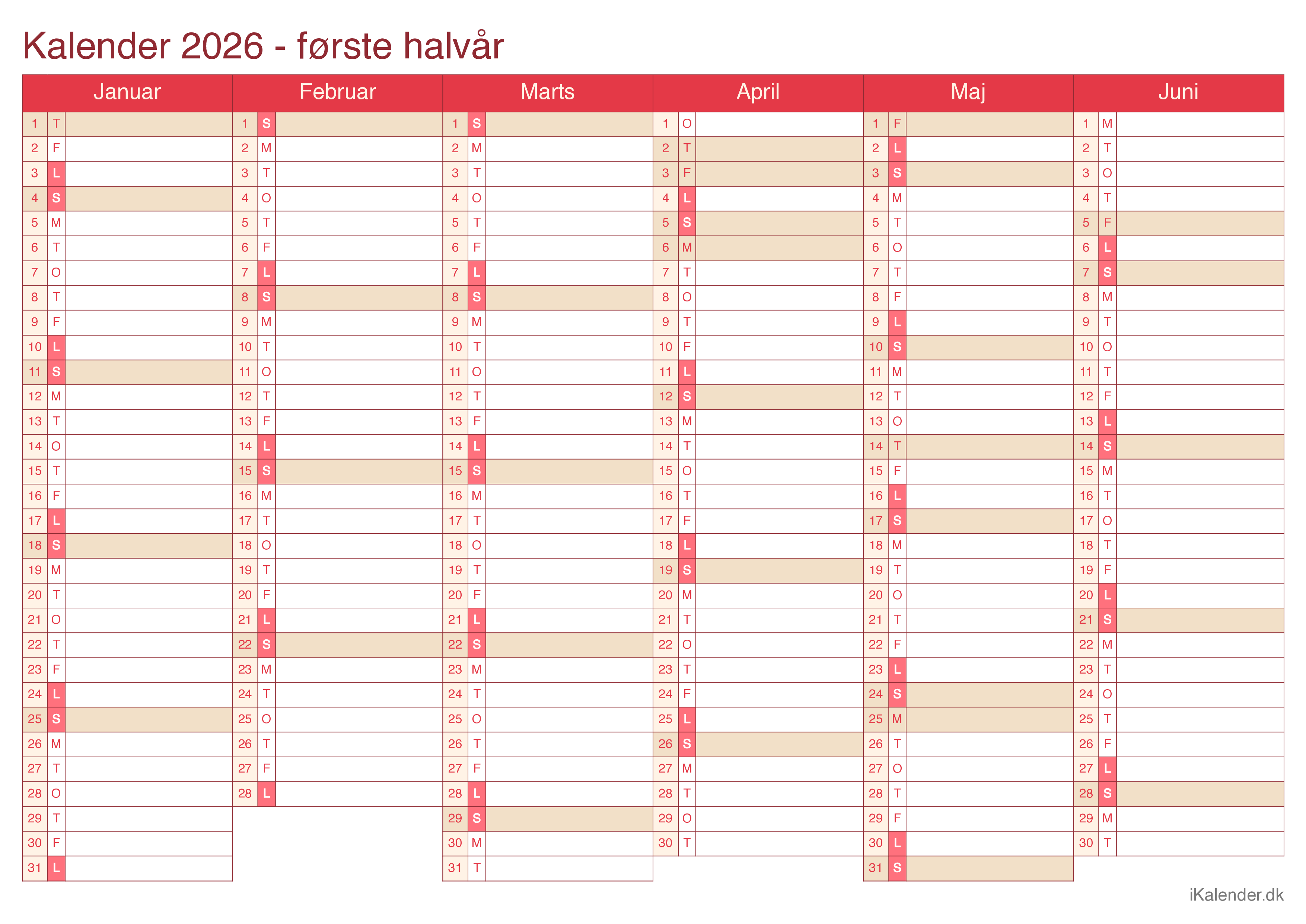 Halvårskalender 2026 - Cherry