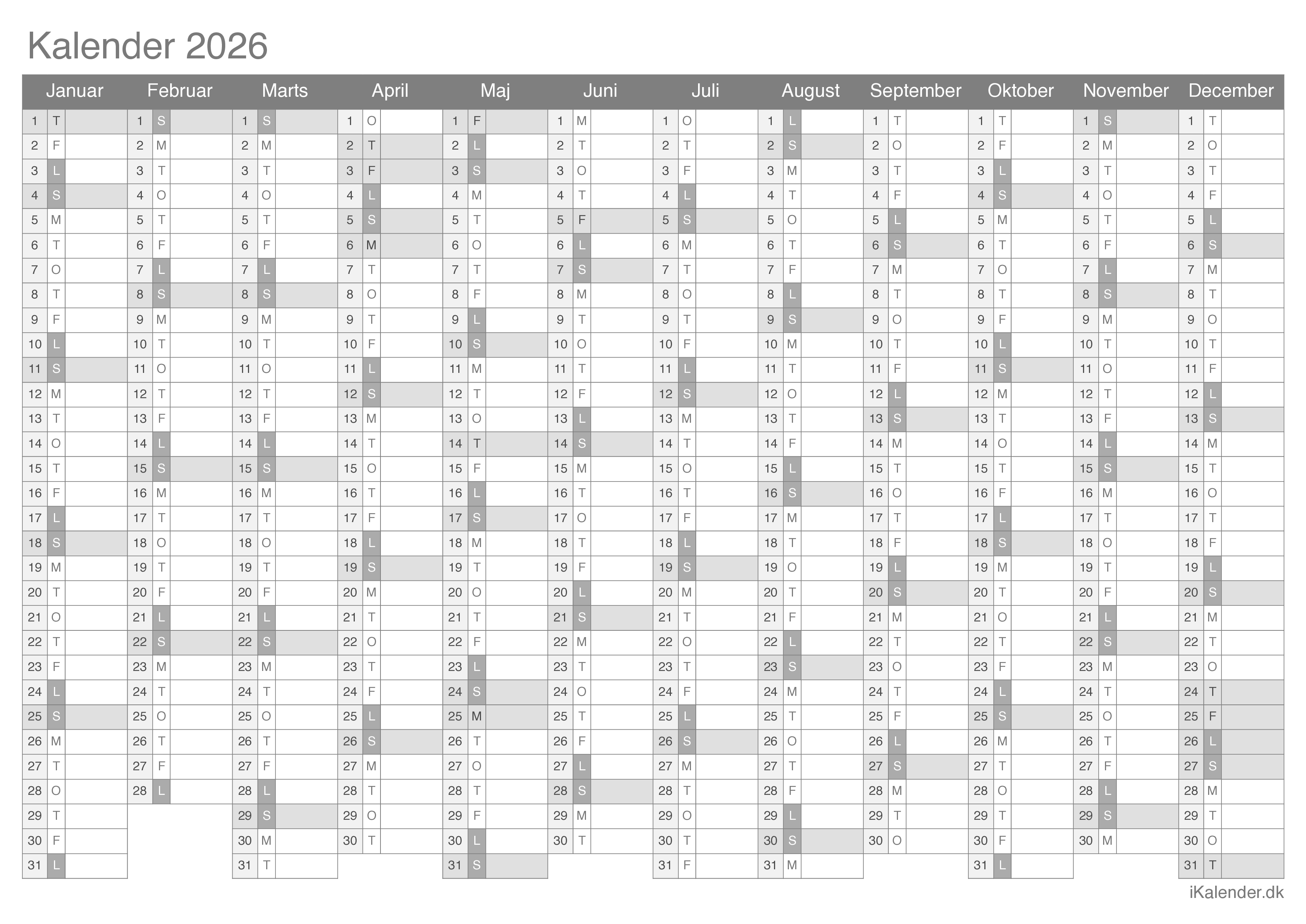 Kalender 2026