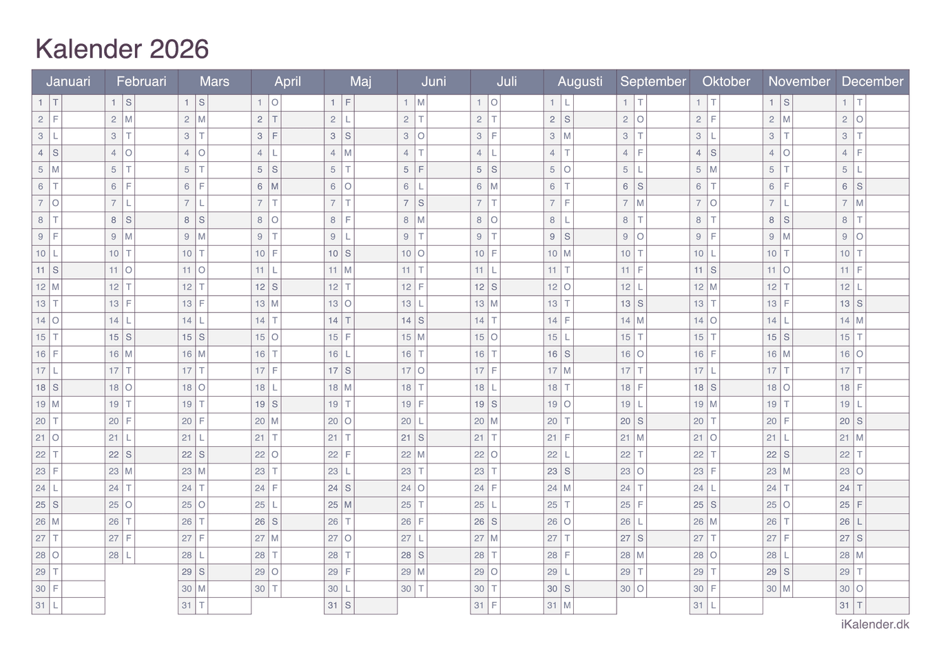 Kalender 2026 - Office