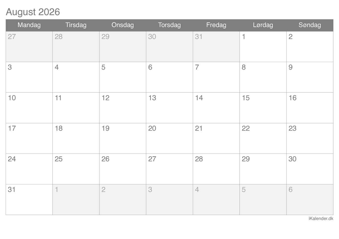 Kalender august 2026