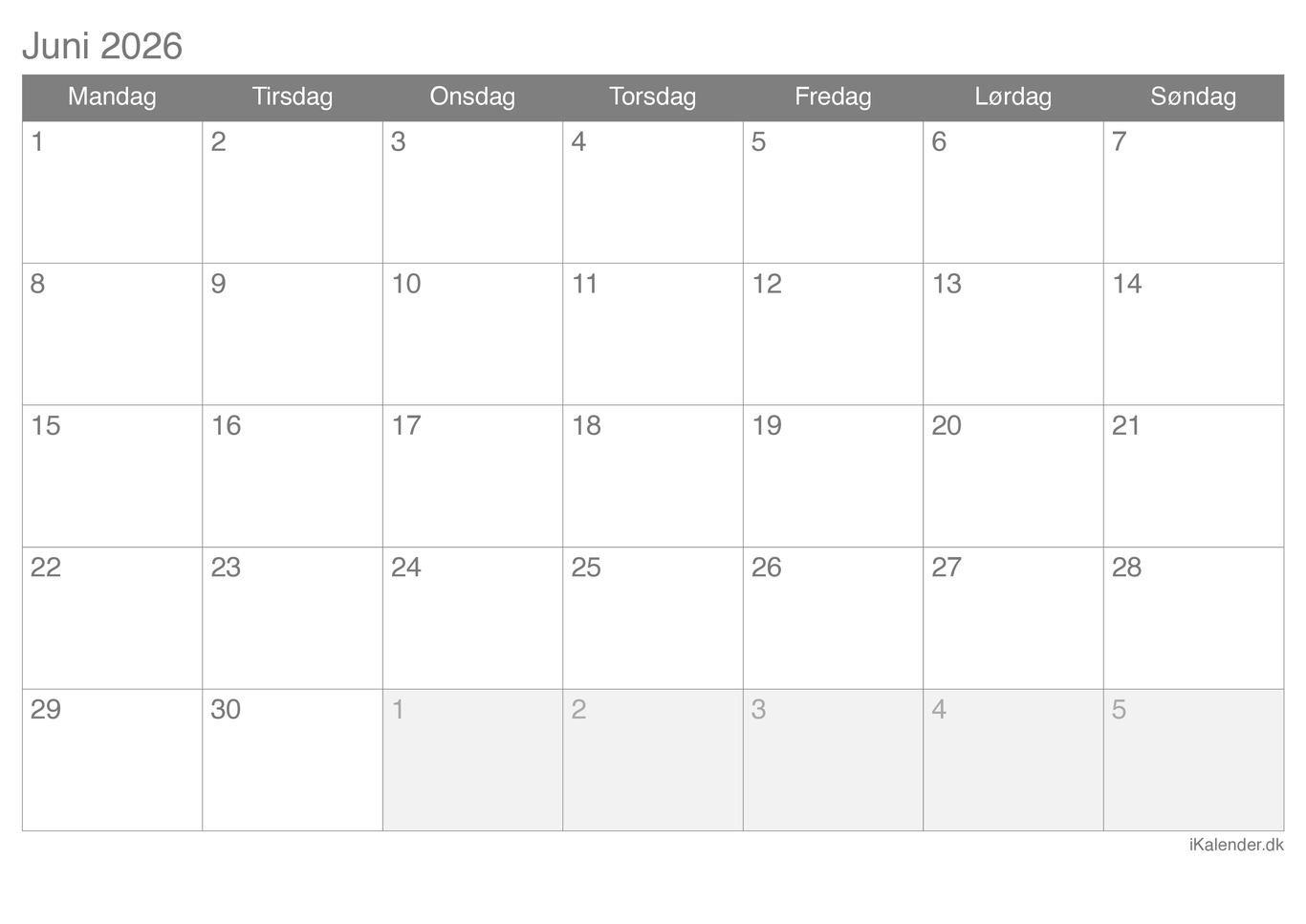 Kalender juni 2026