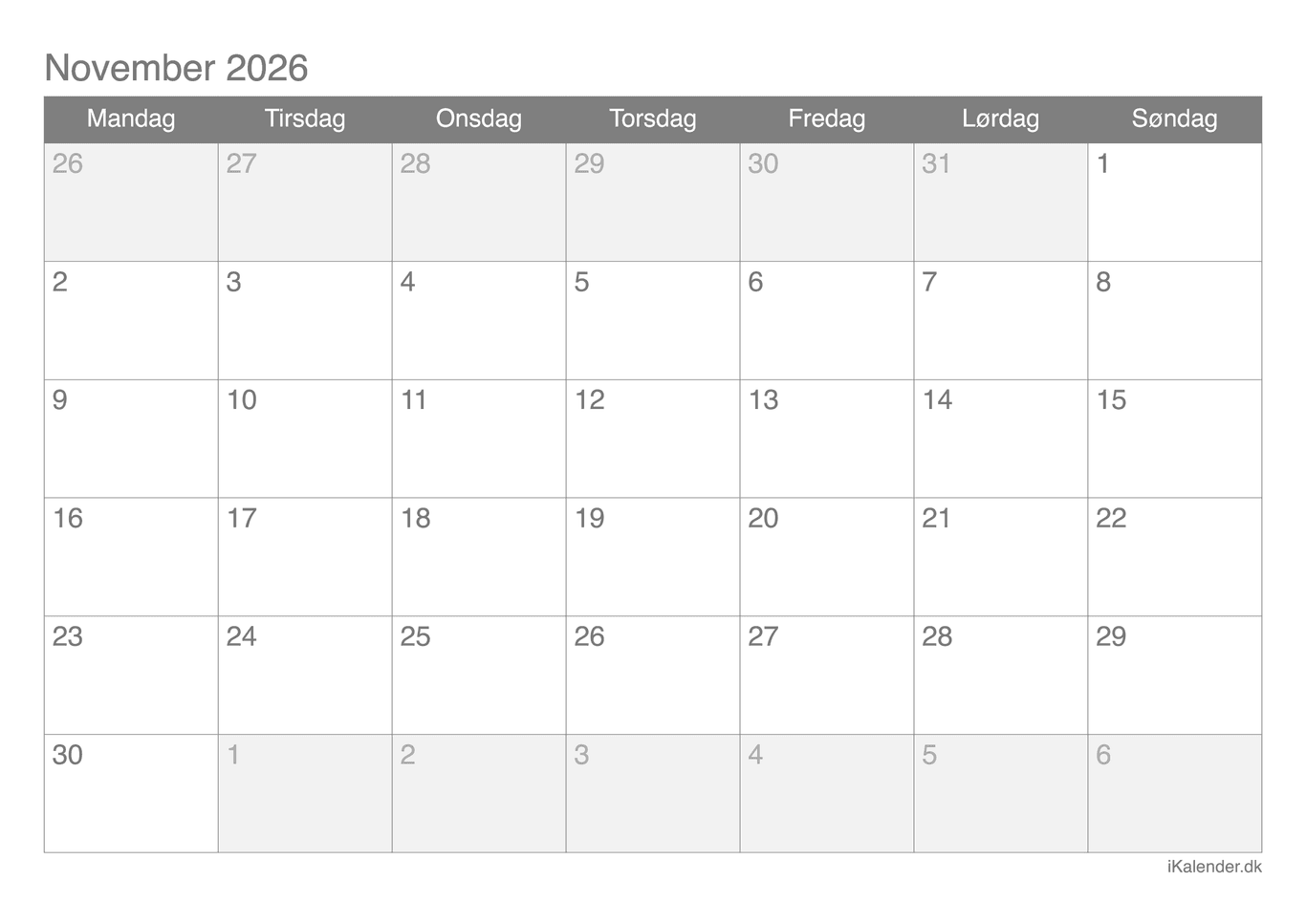 Kalender november 2026