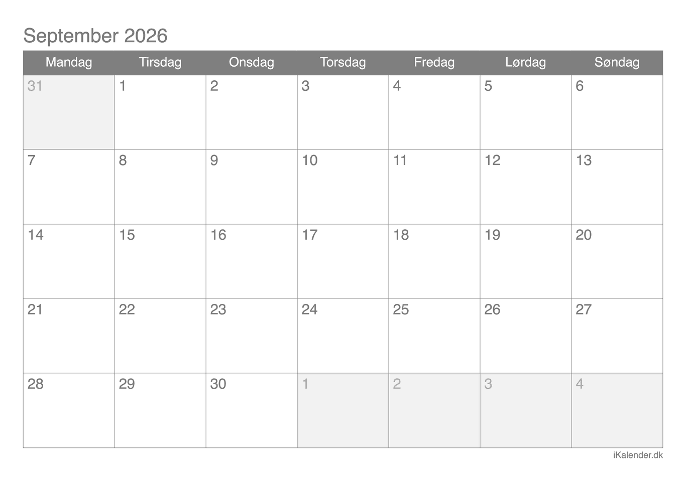 Kalender september 2026