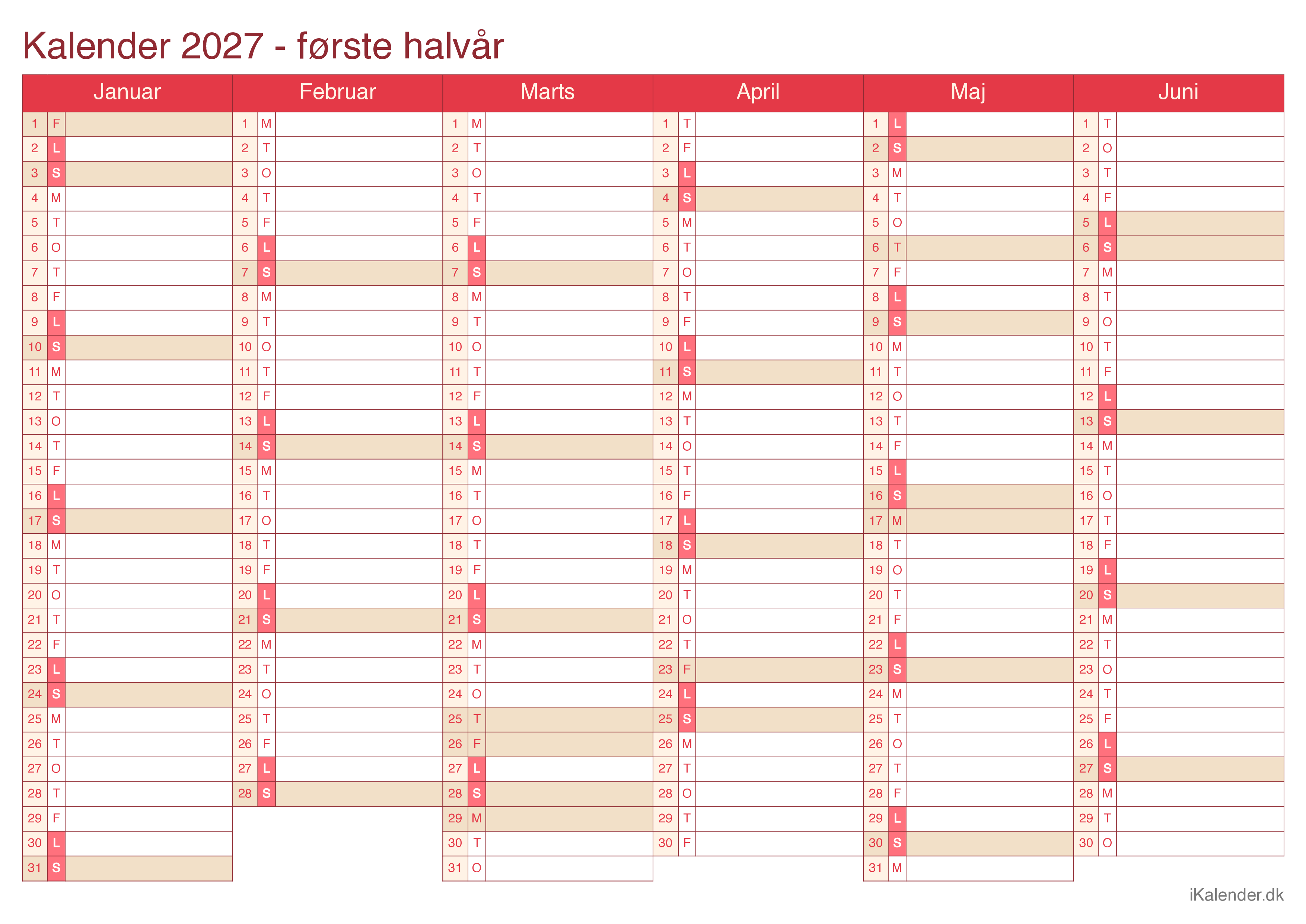 Halvårskalender 2027 - Cherry