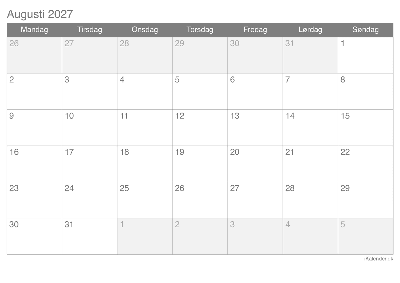 Kalender august 2027